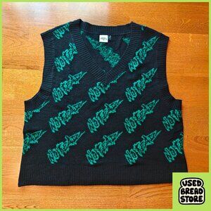 No Fear x H&M Sweater Vest | XL | Black Green Knit Logo